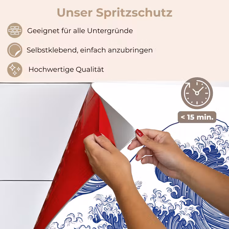Golf - Japans - Zee - Illustratie - Blauw keuken achterwand spatscherm klein -spatscherm_DE