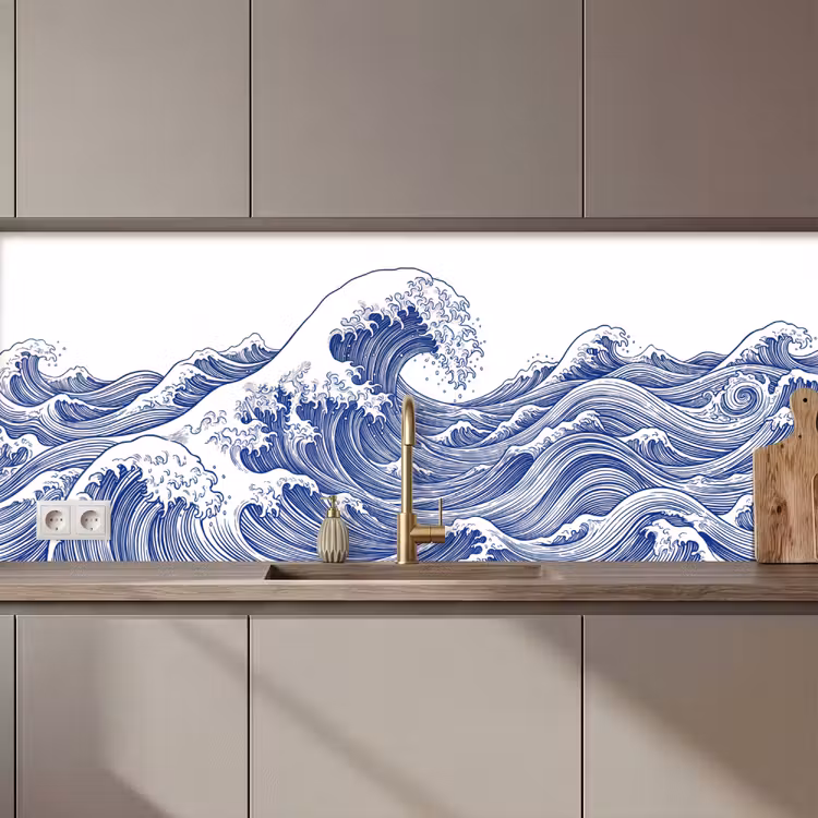 Golf - Japans - Zee - Illustratie - Blauw keuken achterwand 2 middel zz_3dshopping
