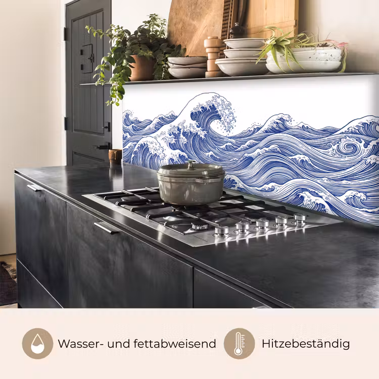 Golf - Japans - Zee - Illustratie - Blauw keuken achterwand 2 middel -usp_DE