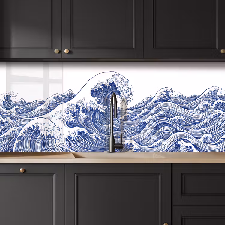 Golf - Japans - Zee - Illustratie - Blauw keuken achterwand 2 middel -sfeer1