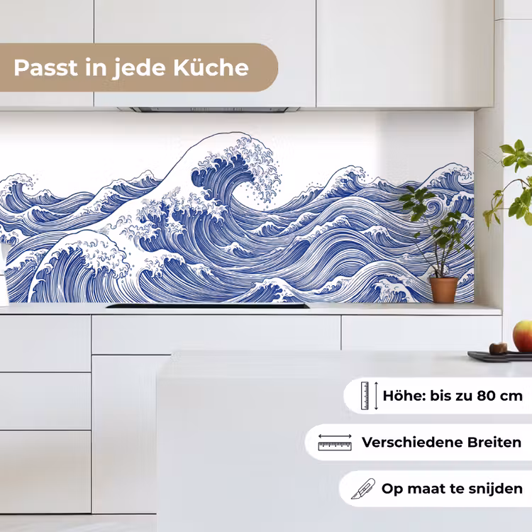 Golf - Japans - Zee - Illustratie - Blauw keuken achterwand 2 middel -sfeer4_DE