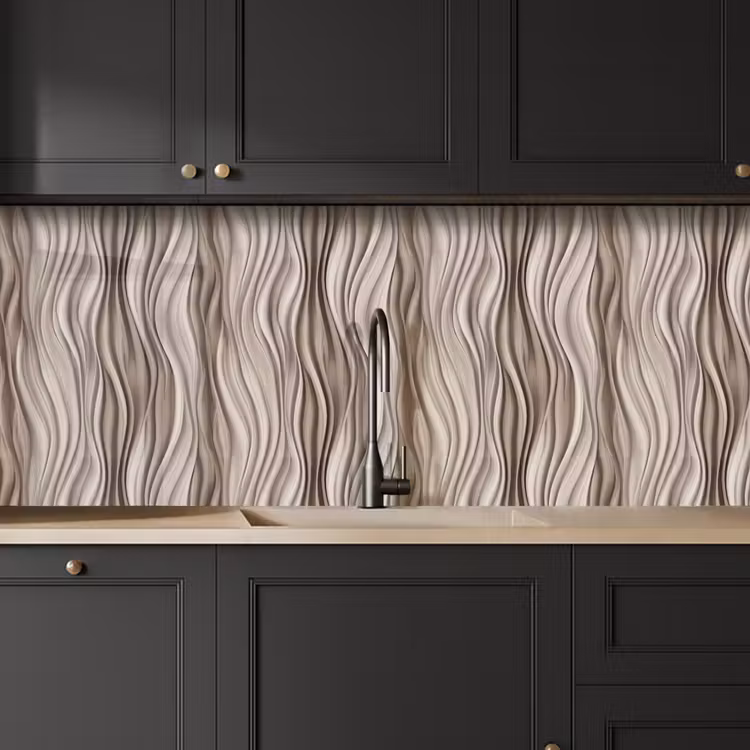 Golven - 3D - Crème keuken achterwand 2 middel 871 -sfeer1