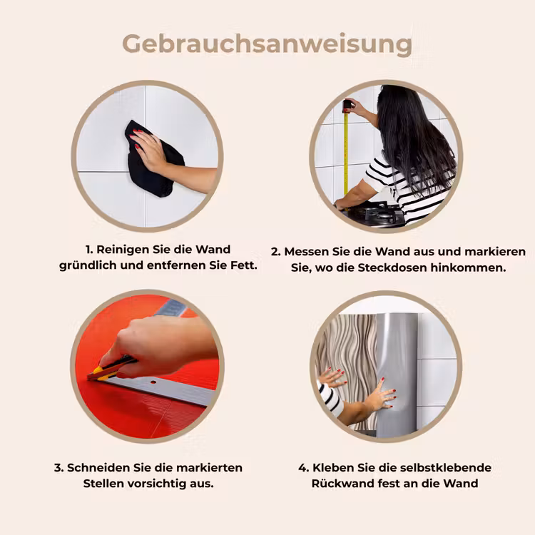 Golven - 3D - Crème keuken achterwand 2 middel 871 -gebruiksaanwijzing_DE