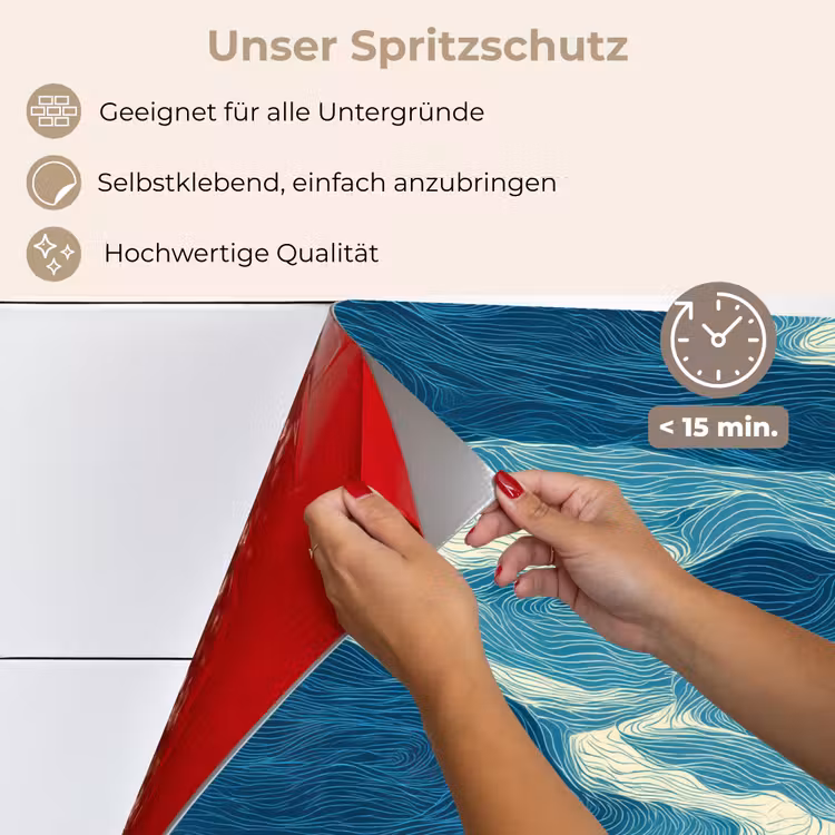 Golven - Abstract - Patroon - Blauw - Wit keuken achterwand spatscherm klein 900 -spatscherm_DE