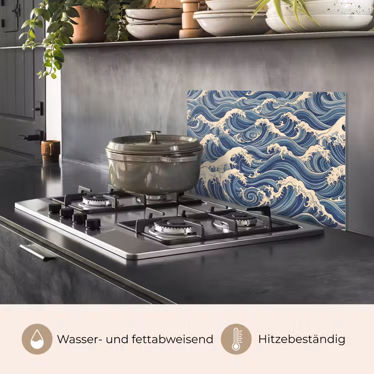 Golven - Zee - Natuur - Abstract - Blauw keuken achterwand spatscherm klein -usp_DE