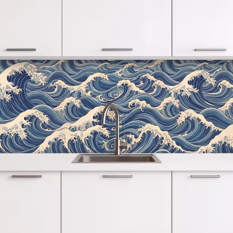 Golven - Zee - Natuur - Abstract - Blauw keuken achterwand 2 middel -3d
