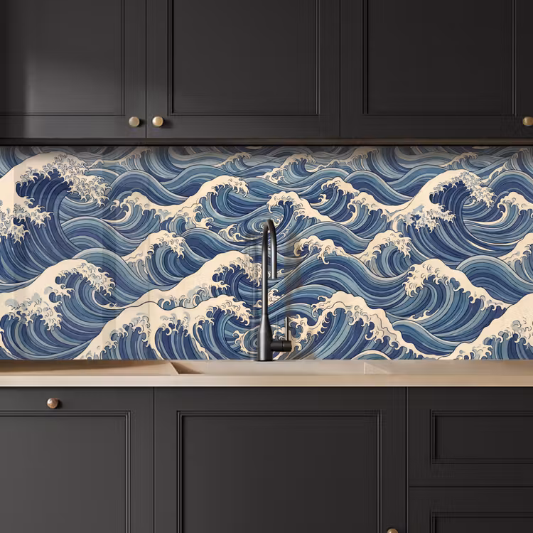 Golven - Zee - Natuur - Abstract - Blauw keuken achterwand 2 middel -sfeer1
