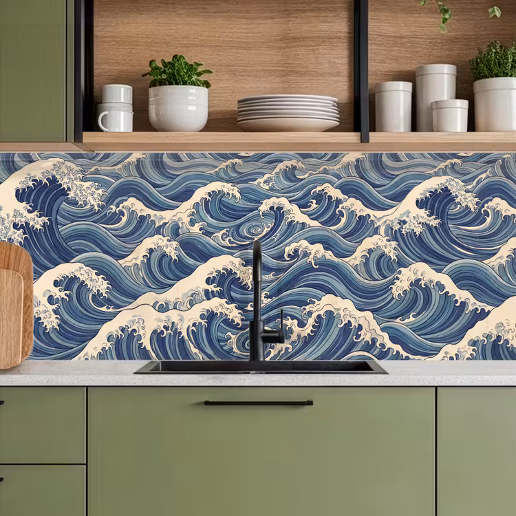 Golven - Zee - Natuur - Abstract - Blauw keuken achterwand 2 middel -sfeer3