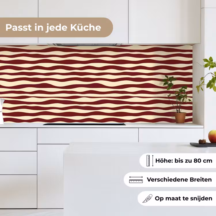 Golven - Rood - Patroon - Crème keuken achterwand 2 middel 871 -sfeer4_DE