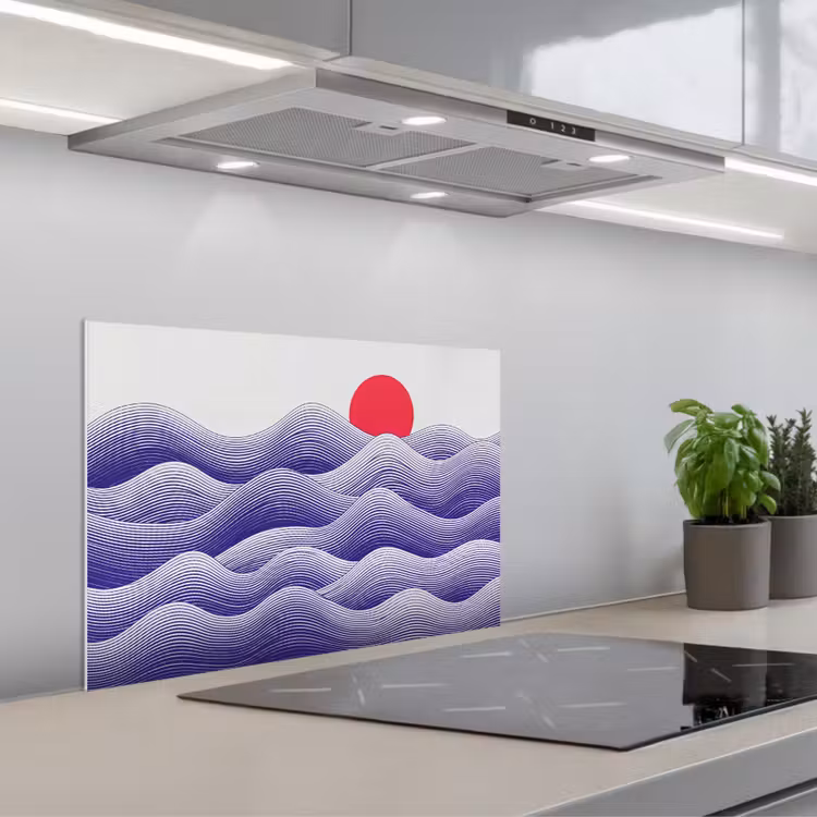 Golven - Zon - Natuur - Abstract - Rood keuken achterwand spatscherm klein -3d_schuin