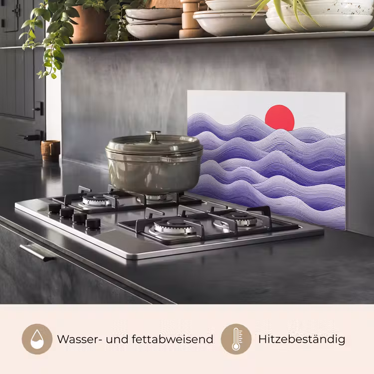 Golven - Zon - Natuur - Abstract - Rood keuken achterwand spatscherm klein -usp_DE