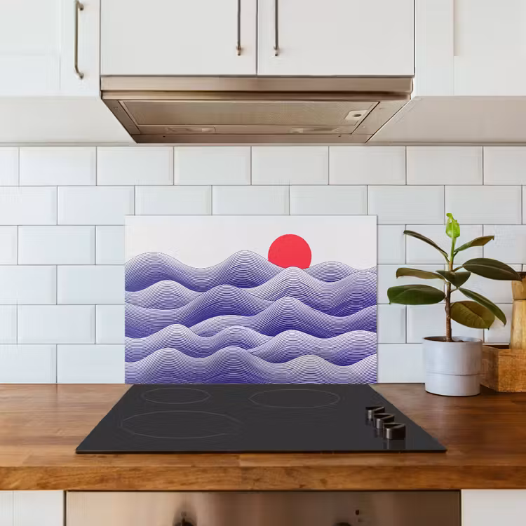 Golven - Zon - Natuur - Abstract - Rood keuken achterwand spatscherm klein -sfeer2