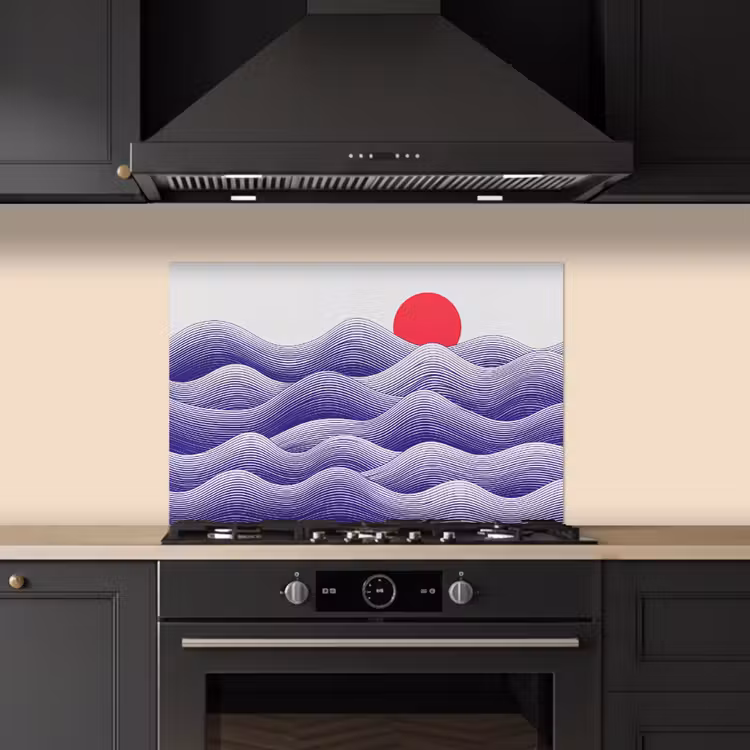 Golven - Zon - Natuur - Abstract - Rood keuken achterwand spatscherm klein -sfeer1