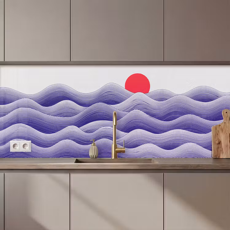 Golven - Zon - Natuur - Abstract - Rood keuken achterwand 2 middel zz_3dshopping