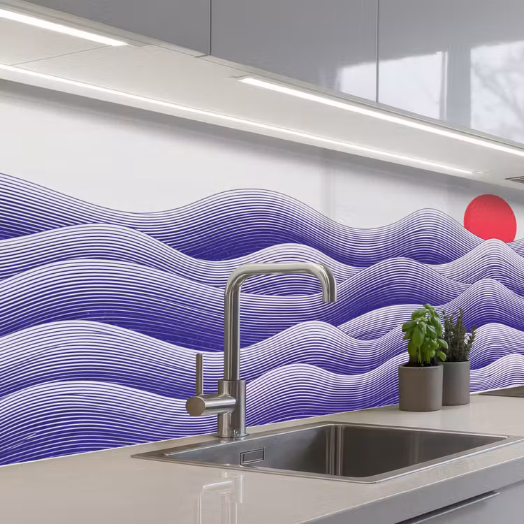 Golven - Zon - Natuur - Abstract - Rood keuken achterwand 2 middel -3d_schuin