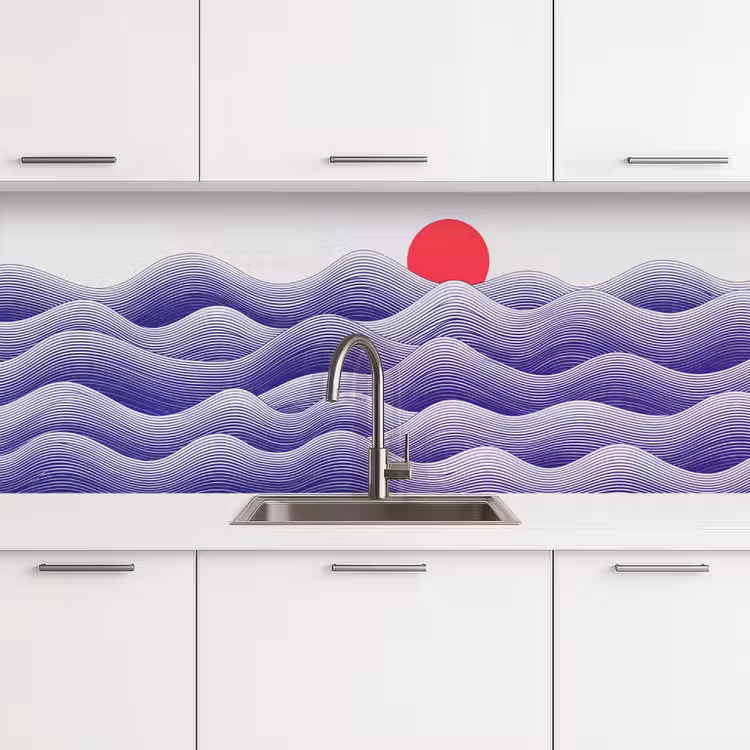 Golven - Zon - Natuur - Abstract - Rood keuken achterwand 2 middel -3d