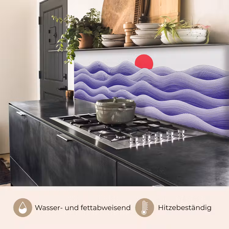 Golven - Zon - Natuur - Abstract - Rood keuken achterwand 2 middel -usp_DE