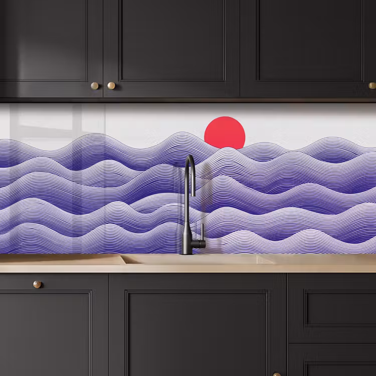 Golven - Zon - Natuur - Abstract - Rood keuken achterwand 2 middel -sfeer1