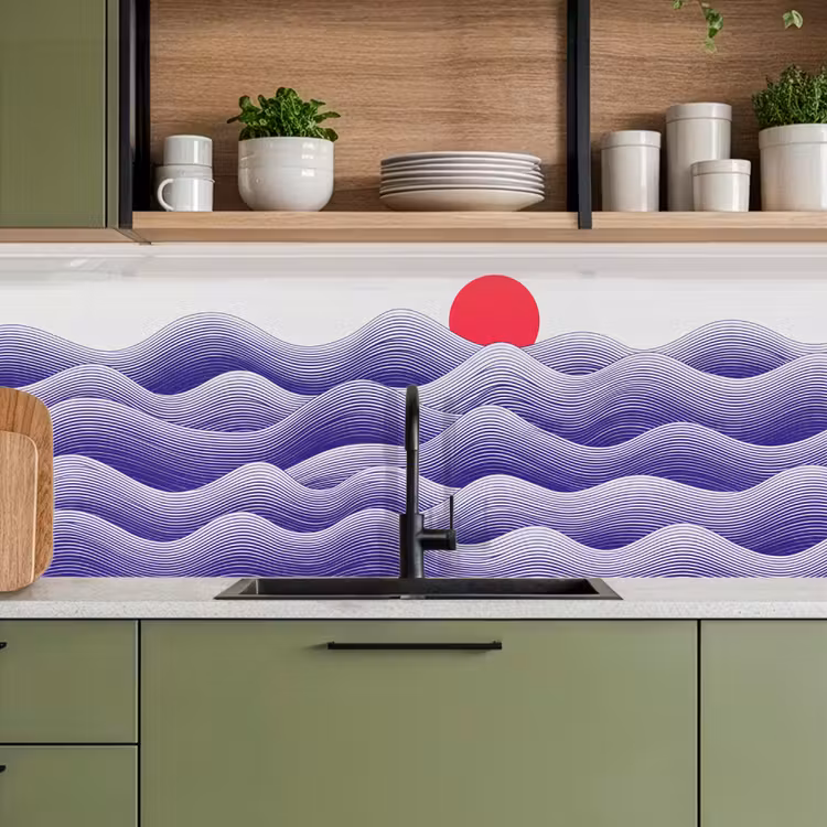 Golven - Zon - Natuur - Abstract - Rood keuken achterwand 2 middel -sfeer3
