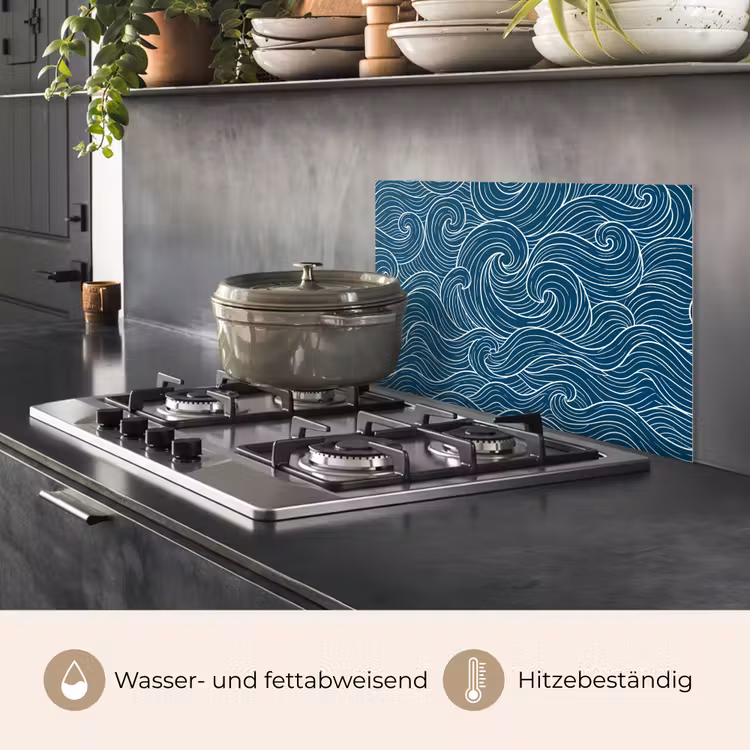 Golven - Spiraal - Water - Abstract - Blauw keuken achterwand spatscherm klein -usp_DE