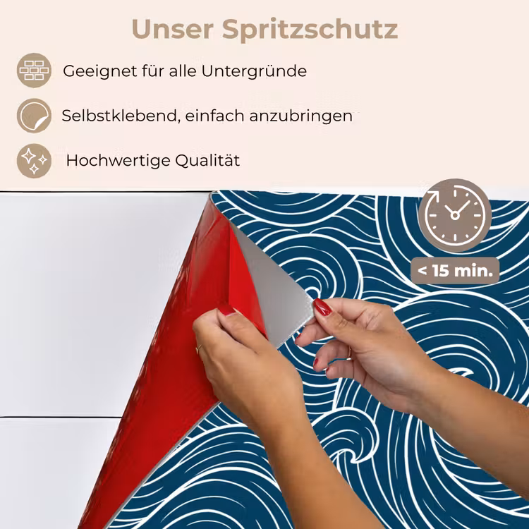 Golven - Spiraal - Water - Abstract - Blauw keuken achterwand spatscherm klein -spatscherm_DE