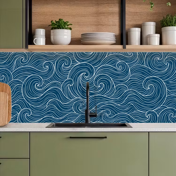 Golven - Spiraal - Water - Abstract - Blauw keuken achterwand 2 middel -sfeer3