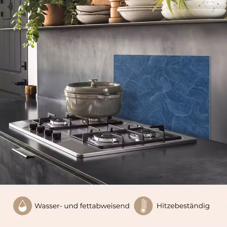 Golven - Textuur - Patroon - Blauw keuken achterwand spatscherm klein 900 -usp_DE