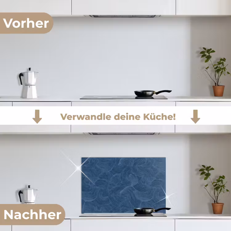 Golven - Textuur - Patroon - Blauw keuken achterwand spatscherm klein 900 -voor_na_DE