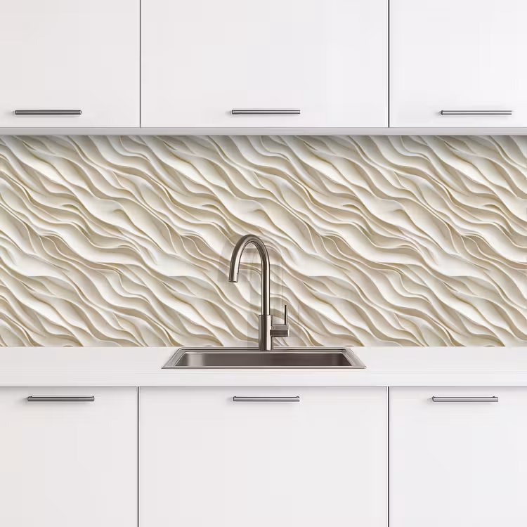 Golven - Wit - Minimalistisch keuken achterwand 2 middel 871 -3d