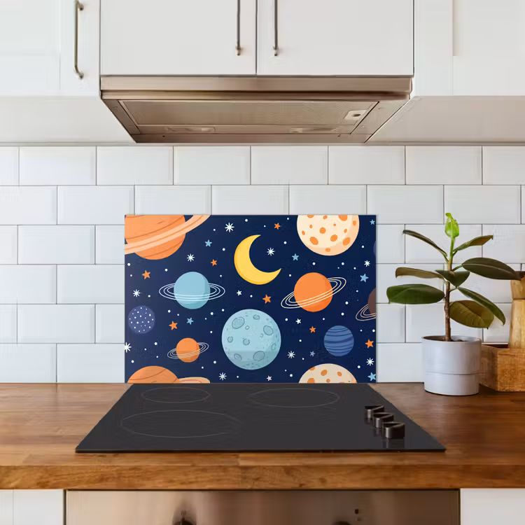 Ruimte - Planeten - Kleurrijk keuken achterwand spatscherm klein -sfeer2