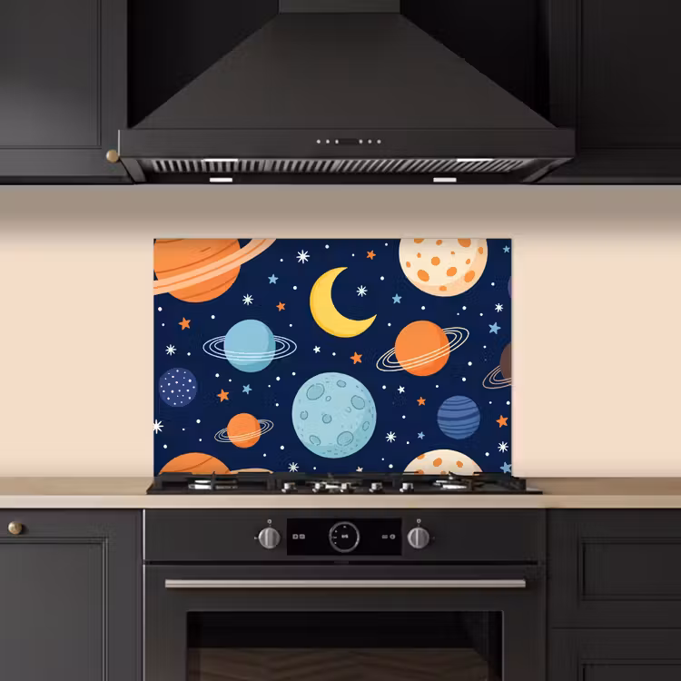 Ruimte - Planeten - Kleurrijk keuken achterwand spatscherm klein -sfeer1