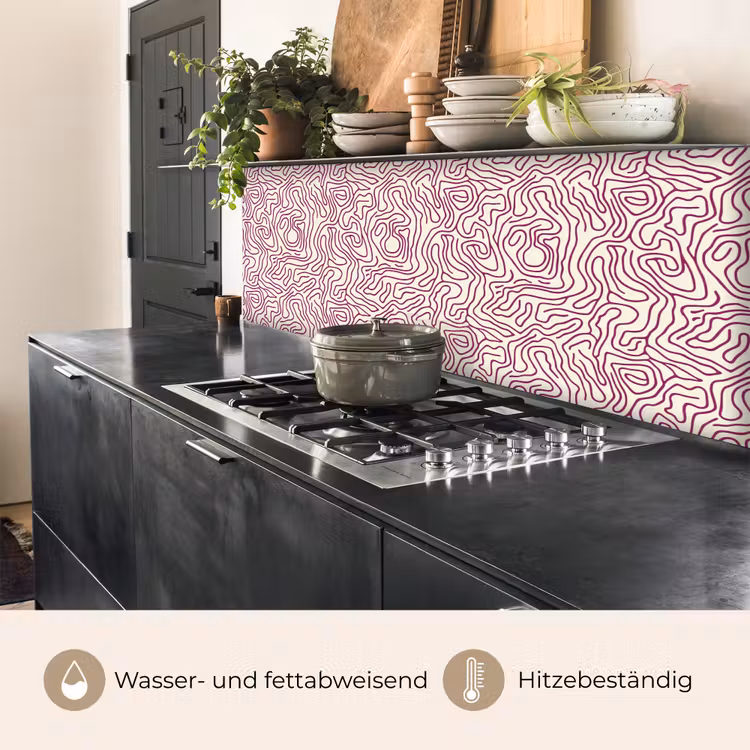 Kronkelende lijn - Magenta - Crème keuken achterwand 2 middel 871 -usp_DE