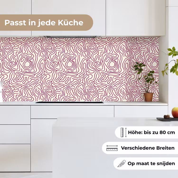 Kronkelende lijn - Magenta - Crème keuken achterwand 2 middel 871 -sfeer4_DE