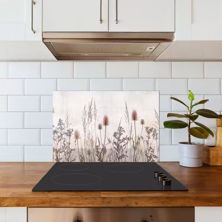 Weidebloemen - Design - Sepia keuken achterwand spatscherm klein -sfeer2