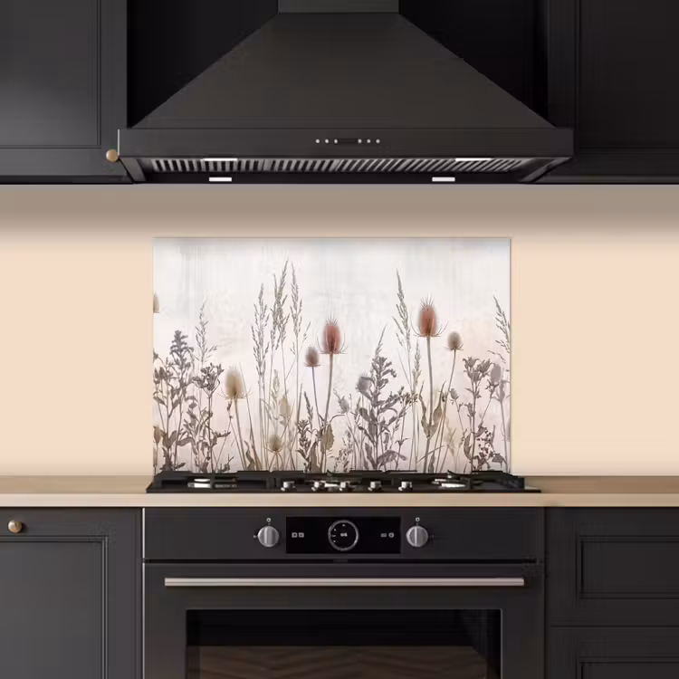 Weidebloemen - Design - Sepia keuken achterwand spatscherm klein -sfeer1