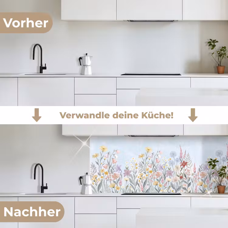 Weidebloemen - Illustratie - Kleurrijk keuken achterwand 2 middel -voor-na_DE