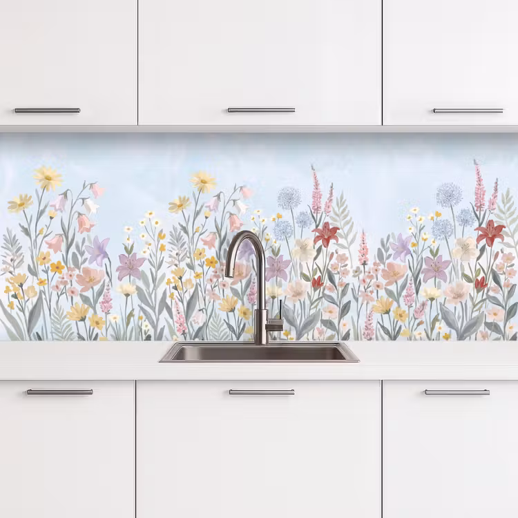 Weidebloemen - Illustratie - Kleurrijk keuken achterwand 2 middel -3d