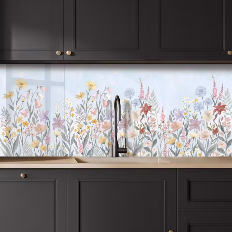 Weidebloemen - Illustratie - Kleurrijk keuken achterwand 2 middel -sfeer1