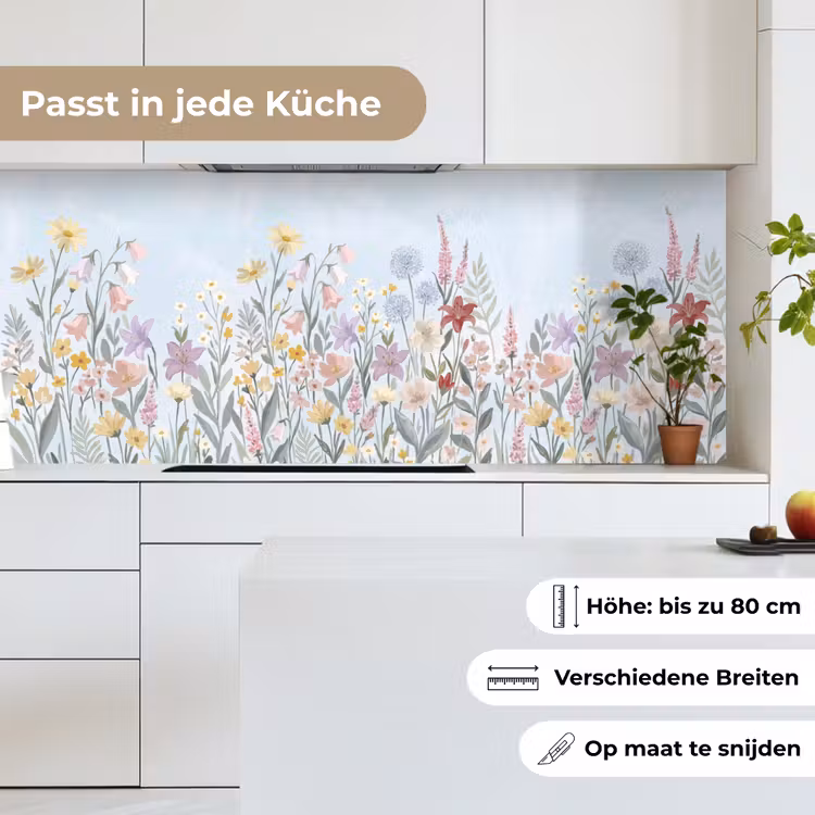 Weidebloemen - Illustratie - Kleurrijk keuken achterwand 2 middel -sfeer4_DE