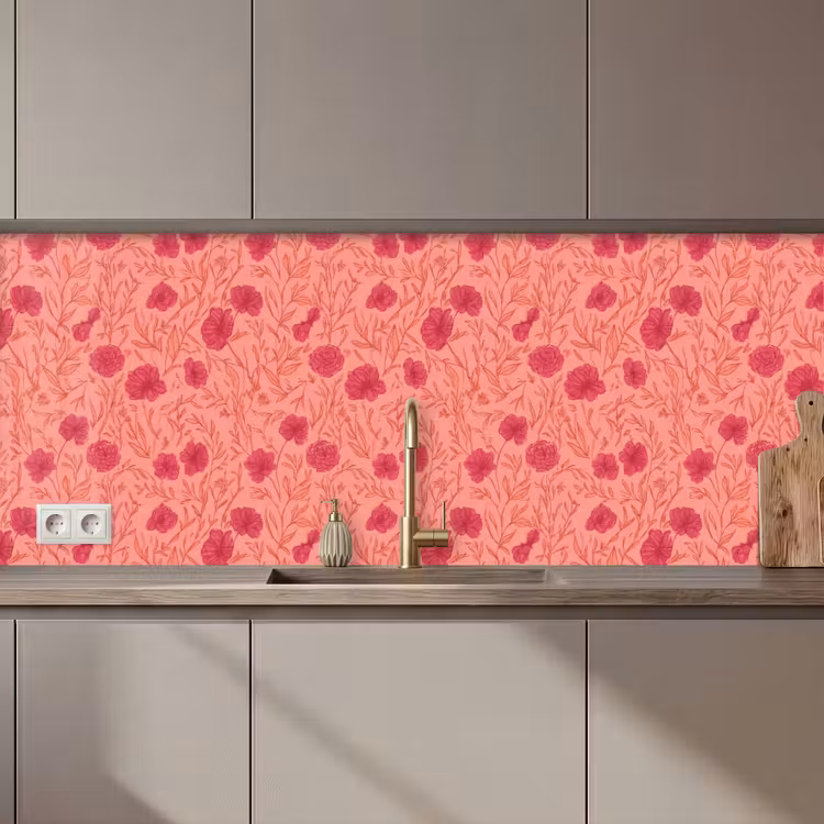 Weidebloemen - Romantisch - Roze keuken achterwand 2 middel 871 zz_3dshopping