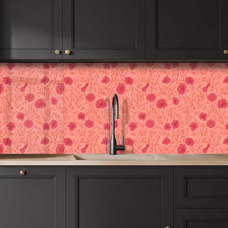Weidebloemen - Romantisch - Roze keuken achterwand 2 middel 871 -sfeer1