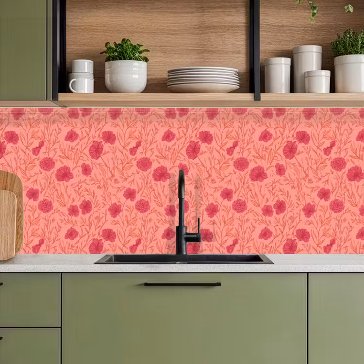Weidebloemen - Romantisch - Roze keuken achterwand 2 middel 871 -sfeer3