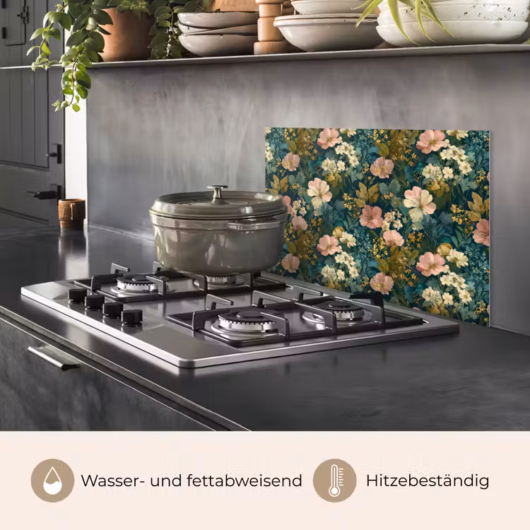 Wilde bloemen - Botanisch - Patroon - Roze - Romantisch keuken achterwand spatscherm klein 900 -usp_DE