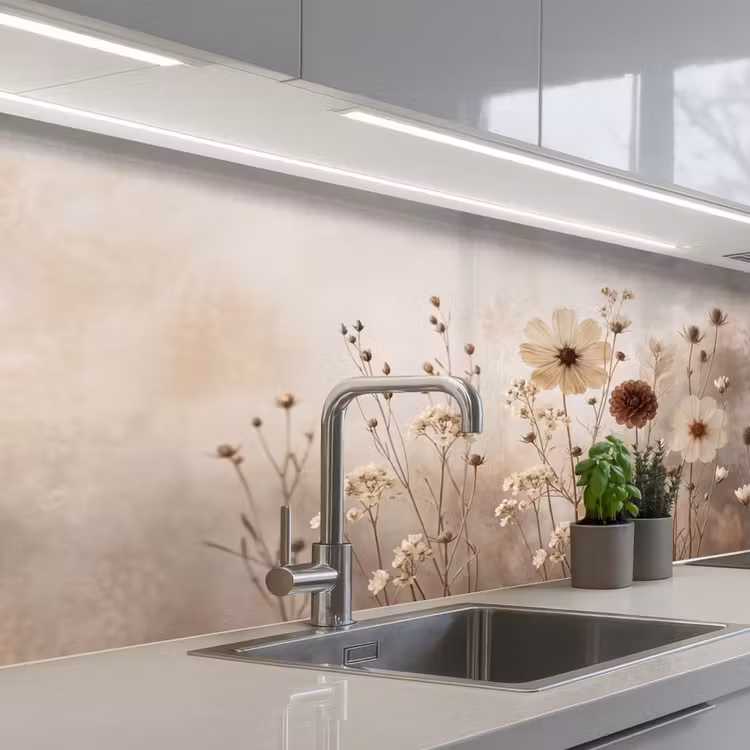 Wilde bloemen - Botanisch - Vintage - Natuur - Rustiek keuken achterwand 2 middel -3d_schuin