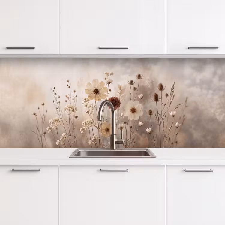 Wilde bloemen - Botanisch - Vintage - Natuur - Rustiek keuken achterwand 2 middel -3d