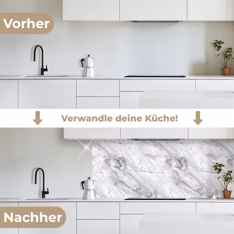 Wervelende - Grijsstructuur - Marmer - Wit keuken achterwand 2 middel 871 -voor-na_DE