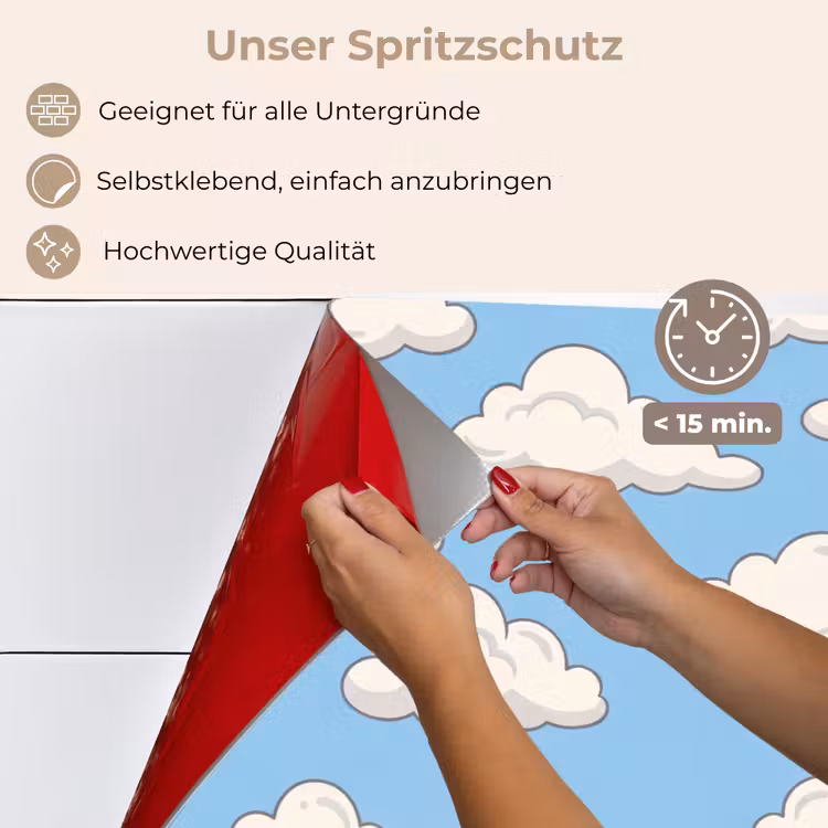 Wolk - Cartoon - Lucht - Blauw - Wit keuken achterwand spatscherm klein -spatscherm_DE
