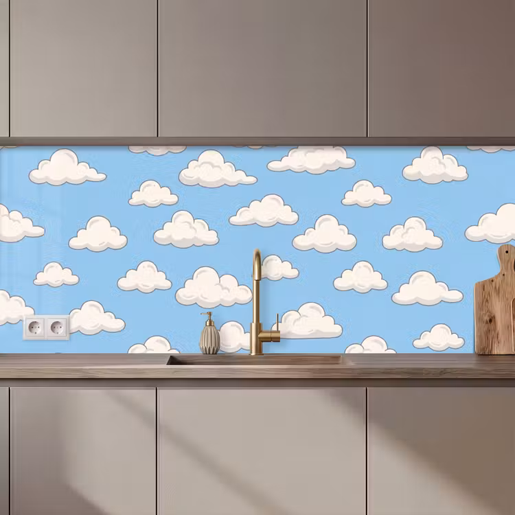 Wolk - Cartoon - Lucht - Blauw - Wit keuken achterwand 2 middel zz_3dshopping