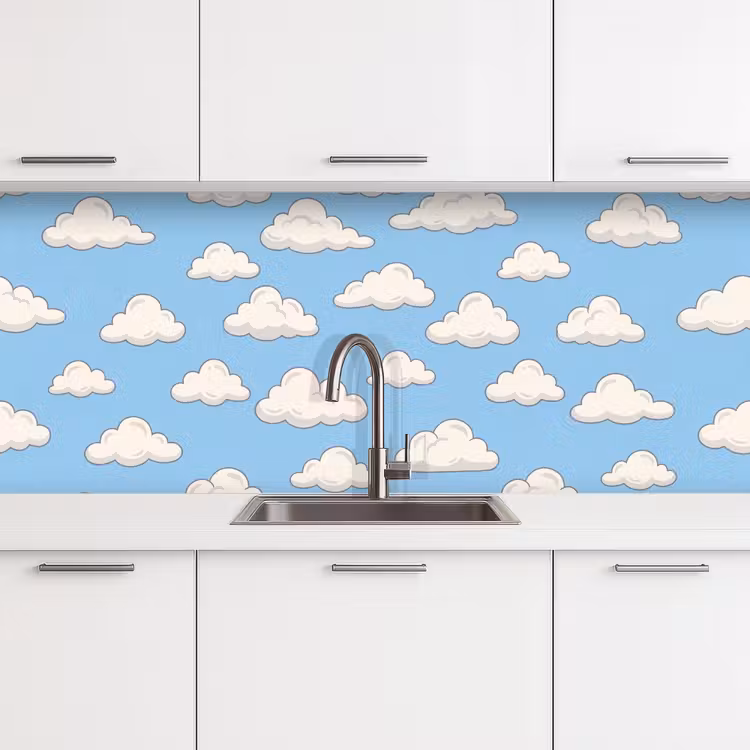 Wolk - Cartoon - Lucht - Blauw - Wit keuken achterwand 2 middel -3d