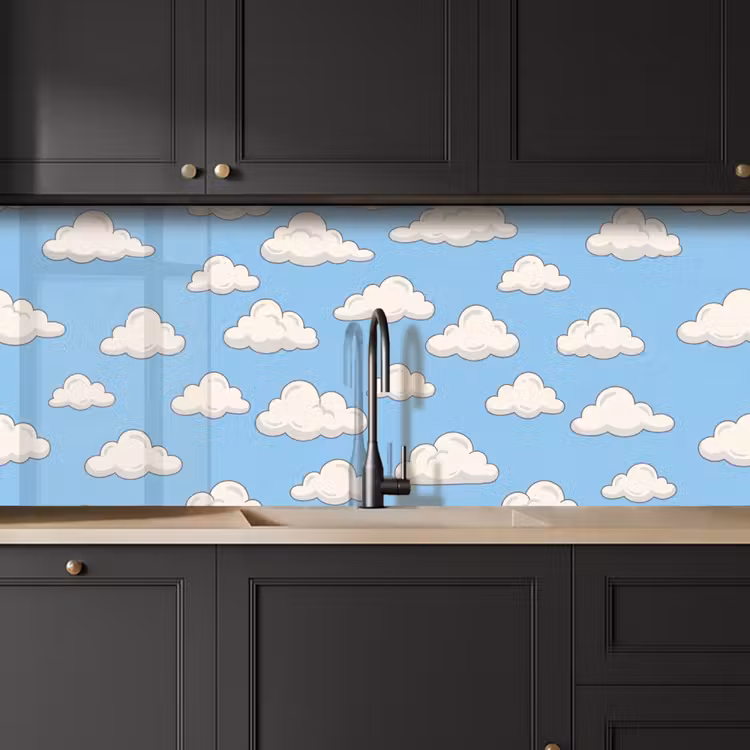 Wolk - Cartoon - Lucht - Blauw - Wit keuken achterwand 2 middel -sfeer1